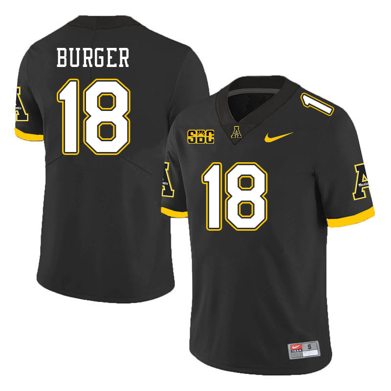 Men #18 Ryan Burger Appalachian State Mountaineers College Football Jerseys Stitched Sale-Black - Click Image to Close
